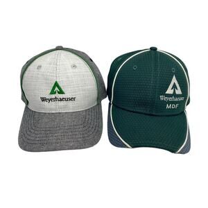 Lot 2 Weyerhaeuser Baseball Caps Dark Green S/M Fitted New Era & Gray K-Products